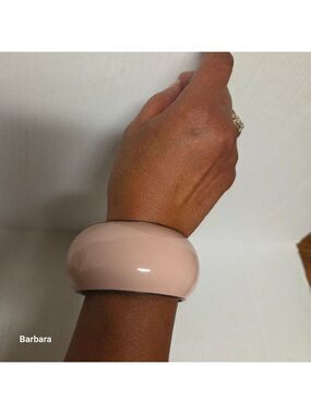 Vintage 90s Large Domed Baby Pink Enamel Bangle Bracelet